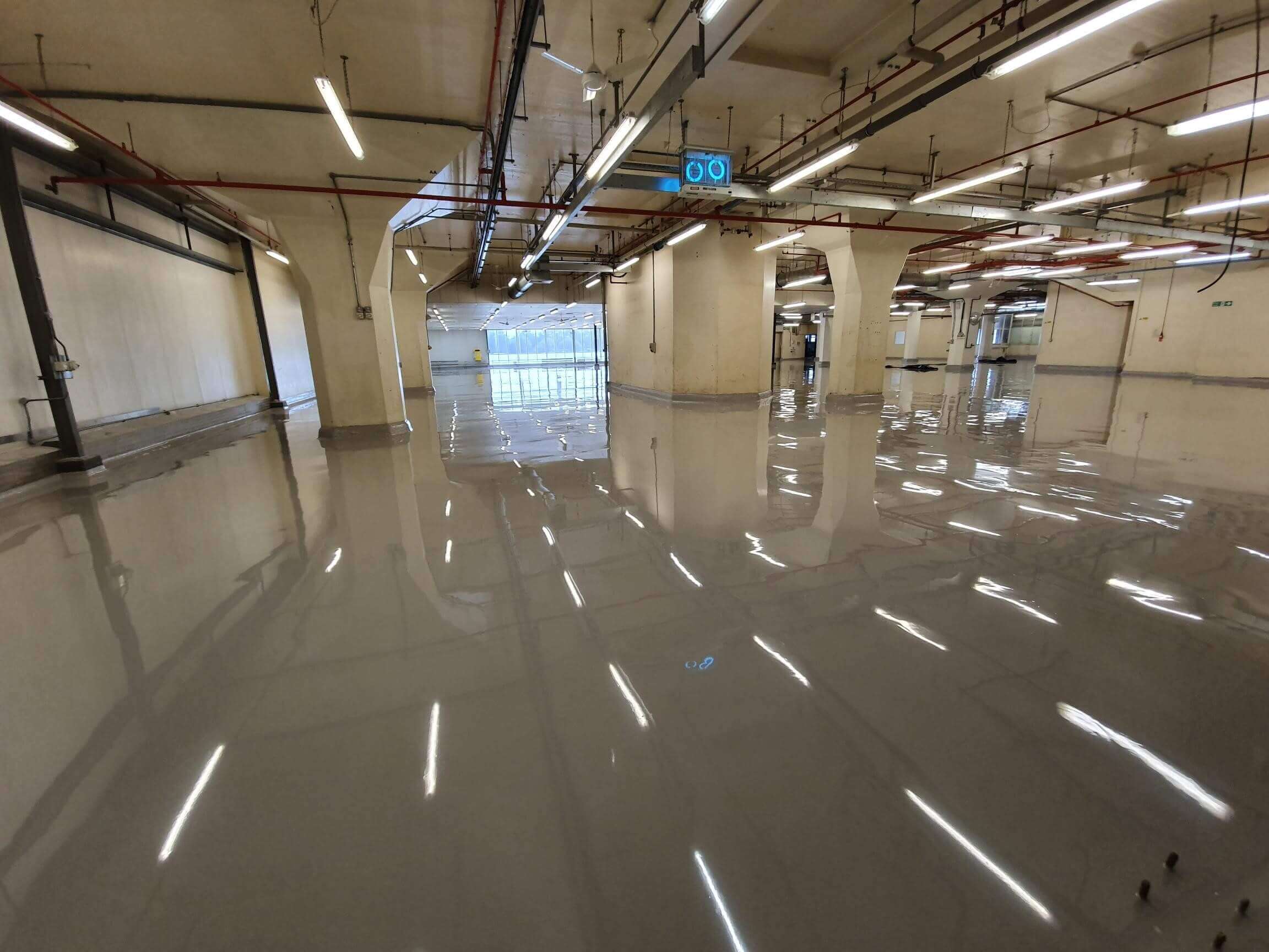 Completed epoxy resin floor at the Boots Factory in Nottingham