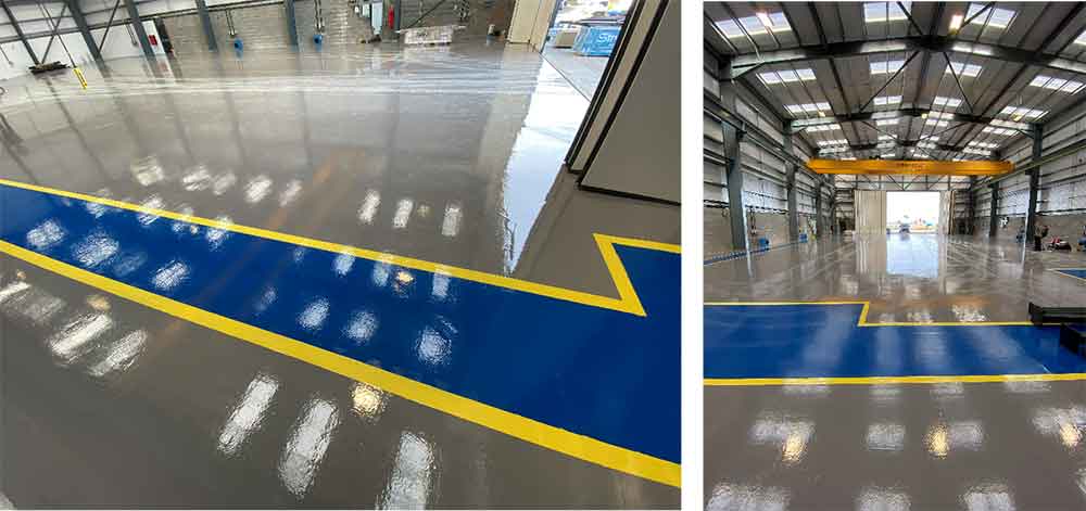 Line Markings added to epoxy floor finish for safety