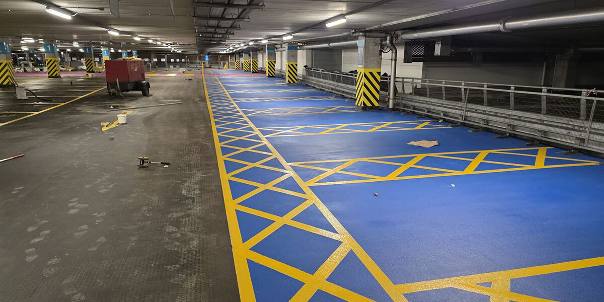 Car-park-deck-installed. Car park deck installed.